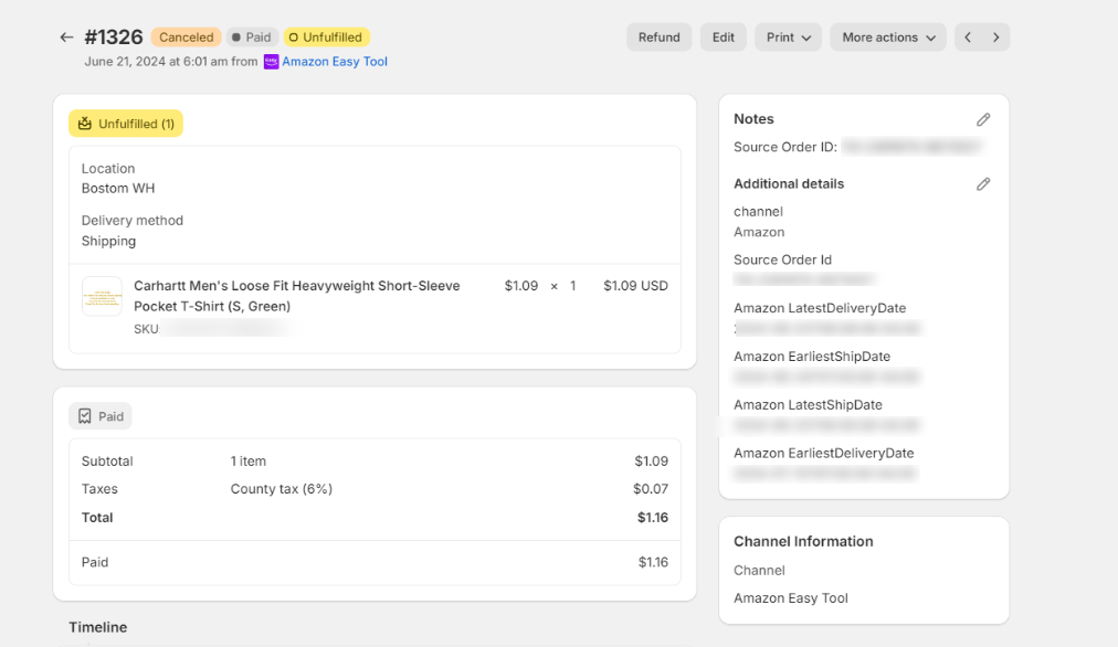 Order status in Shopify